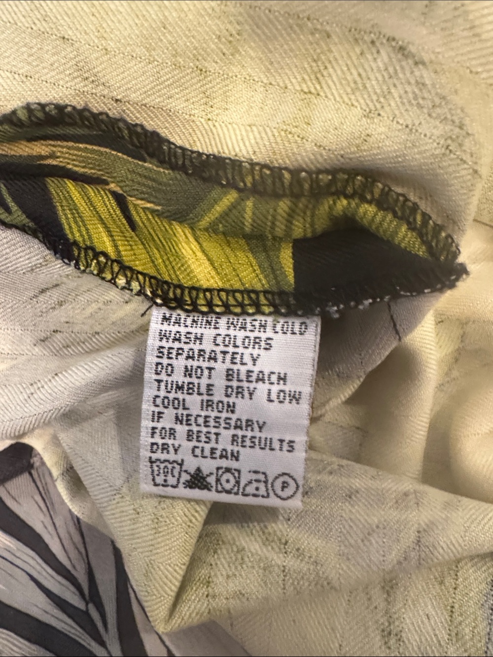 Tommy Bahama Black Hawaiian Shirt with Green Palms and Yellow & Teal Flowers - Picture 6 of 6